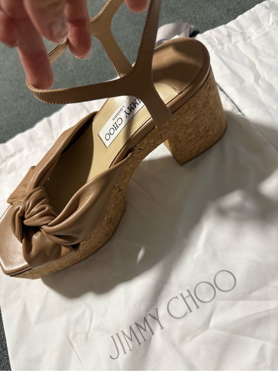 Jimmy Choo HELOISE WEDGE 95 PLATFORM SANDALS IN NAPPA LEATHER size 37.5